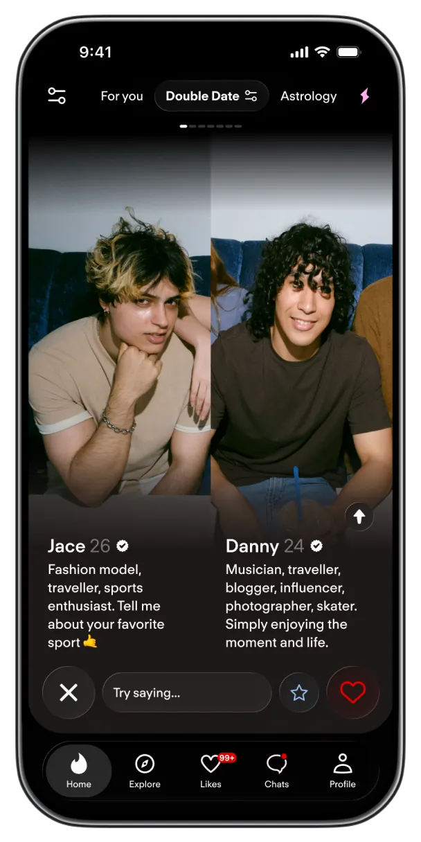 Funzione di Double Date su Tinder mostrata nell'app